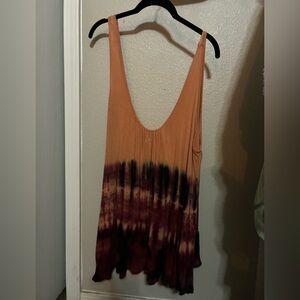 Free People Orange and Purple Tie-Dye Tank Top